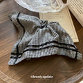 Black White Gingham Oversized Square Scarf Bow Ponytail Hair Tie view 2
