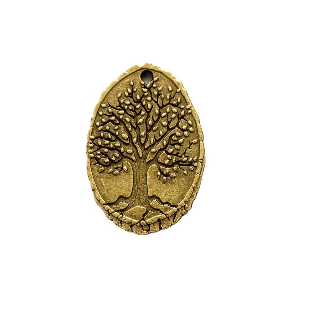 Double-Sided Oval Tree of Life Alloy Pendant 25x17mm