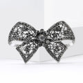 Gunmetal Crystal Bow Brooch with Openwork Ribbon Loops view 2