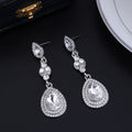 Silver Tone Triple Teardrop Crystal Crystal Metal Dangle Earrings view 3