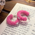 Fluffy Hoop Earrings With Snowflake Accents in Three Colors view 6