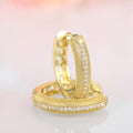 Gold Tone Double Row Crystal Huggie Earrings Polished Jewelry Accessory view 3