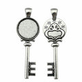 Key Shape Round Cabochon Pendant Setting for Jewelry Making view 1