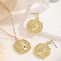 Embossed Portrait Coin Necklace and Earring Jewelry Sets view 4