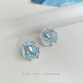 Silver Tone Blue Ocean Animal Earrings In Stud And Clip Styles view 7