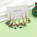 Enamel Christmas Tree Wreath Bell Dangle Earrings Set of 3 Pairs view 2