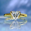 Gold Tone Heart Cut Clear Crystal Solitaire Ring Sizes 6-10 view 1
