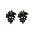 Black Crystal Floral Cluster Stud Earrings For Distinctive Statement Styling view 5
