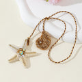 Beaded Starfish And Shell Pendant On Braided Cord Necklace view 3