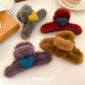Faux Fur Heart Claw Clip Soft Plush Hair Clamp 2 Colors view 4