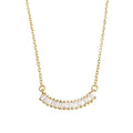 Gold Tone Curved Row Clear Baguette Stone Pendant Chain Necklace view 5