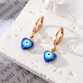 Gold and Silver Tone Blue Evil Eye Huggie Drop Earrings view 4