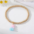 Gold Tone Beaded Gummy Bear Mushroom Cat and Cow Charm Bracelets view 6