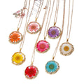 Gold Rim Dried Flower Resin Pendant Necklaces 11 Styles view 5