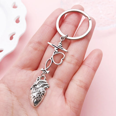 Image 1 showing a person holding a silver keychain.
