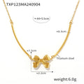 Pearl Strand Bow Bar Necklace And Gold Bow Stud Earrings view 7