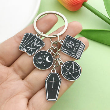 Halloween Charm Keychains Featuring Spider Web Across 10 Pictured Variations