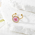 Gold Open Rings Dried Flower Cabochon Nine Floral Styles view 3
