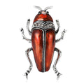 Long Beetle Enamel Brooch in Metallic Green or Red view 2