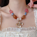 Multicolor Ceramic And Resin Bead Flower Necklace Statement Jewelry view 3