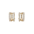 Triple Row Crystal C Hoop Clip On Earrings With Polished Metal Details view 5