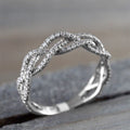 White Gold Tone Twisted Infinity Pave Band Ring Sizes 6-10 view 2
