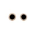 Black Center Clear Look Border Round Stud Earrings view 5
