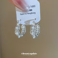 Silver Tone Openwork Pearl Hoop Earrings Decorative Jewelry view 2