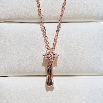 Rose Gold Tone Shooting Star Clear Stone Pendant Necklace