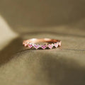 Rose Gold Tone Mini Heart Pink Crystal Band Ring Sizes 6-10 view 2