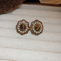 Brown Resin Geometric Stud and Clip On Earrings Collection view 4