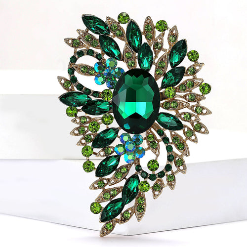 Teardrop Leaf Brooch styled angled view