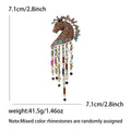 Rhinestone Horse Head Tassel Brooch in Brown or Blue view 6