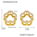 Flower Double Sided Zircon Clip Earrings Gold Steel view 8