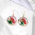 Gold Round Resin Pressed Flower Drop Earrings 3 Styles view 5