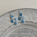 Silver Tone Blue Teardrop Panel Cluster Hook Earrings view 2