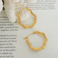 Textured Wavy Geometric Hoop Earrings Gold Or Silver Finish view 2