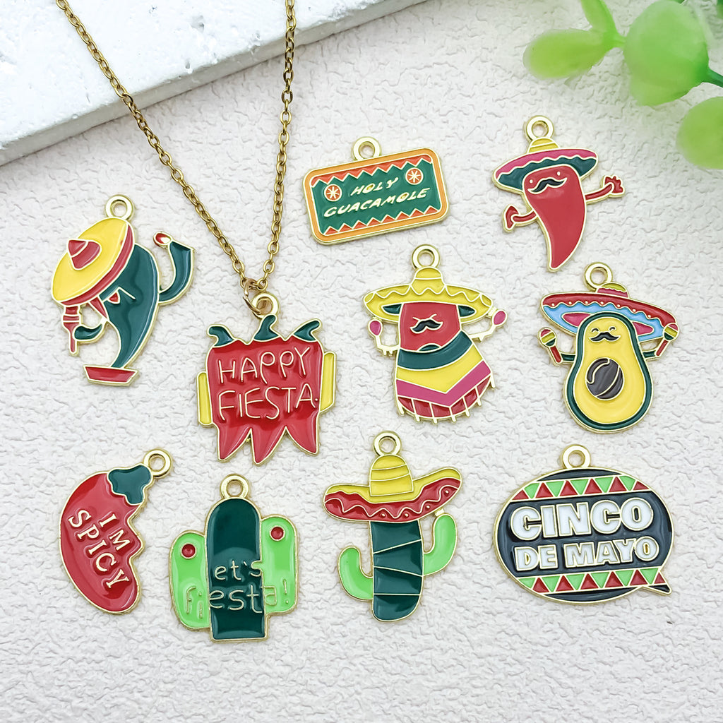 Enamel Zinc Alloy Cartoon Chili Pepper charm pendants for DIY bracelets necklaces keychains