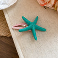 Resin Starfish Snap Hair Clips Pink Teal Thread Bases view 6