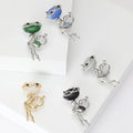 Cat Eye Fox Brooch Long Legs Masked Crystal Face Pin view 1