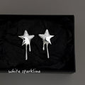 Silver Tone Liquid Dripping Star Stud Earrings For Women view 3
