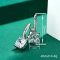 Silver Tone Square Crystal Curved Drop Earrings Polished Metal Jewelry view 4