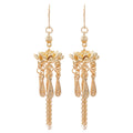 Gold Tone Lotus Multi Chain Tassel Hook Earrings Jewelry Pair view 5