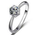 Silver Six Prong Solitaire Clear CZ Round Ring Sizes 6-10 view 5
