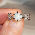 Opal Look Leaf Ring in Gold and Silver Tones Polished Jewelry view 4