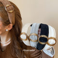 Flocked Fabric Oval Acrylic Ring Headband Deep Coffee view 1