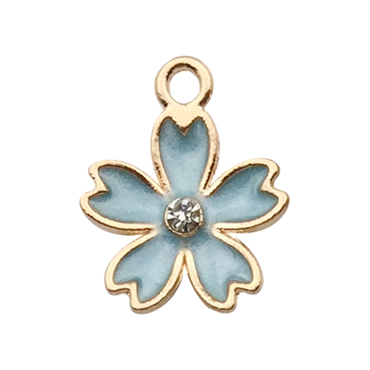 Lake Blue Enamel Zinc Alloy Daisy Rose Flower Charm Pendants for DIY Keychain Jewelry