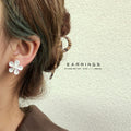 Enamel Daisy Flower Stud Earrings Pearl Center Four Colors view 2