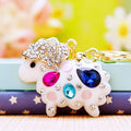 White Crystal Sheep Keychains With Nine Pictured Wrist Strap Options view 6