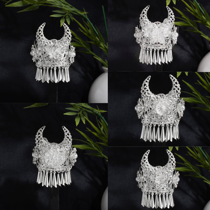 Twenty-Five Miao Silver Hat Floral Tassel Refrigerator Magnets